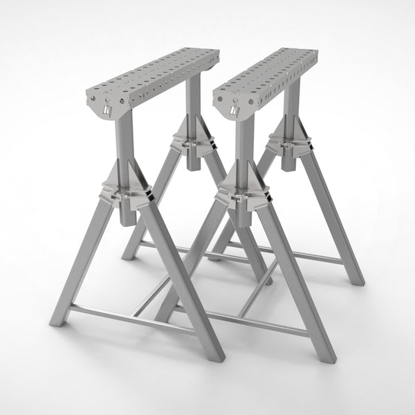 Pair of  PRO Horse - Adjustable Height 800- 1050mm Fabrication Horse Fixture Table Bench Rest