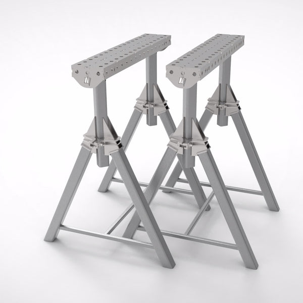 Pair of  PRO Horse - Adjustable Height 800- 1050mm Fabrication Horse Fixture Table Bench Rest